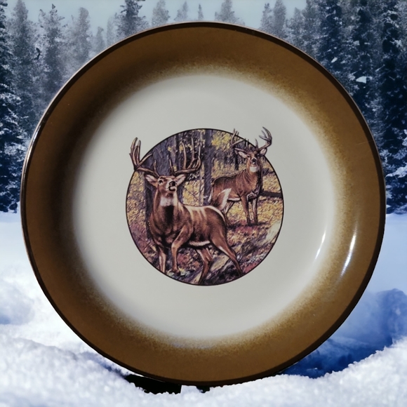 Buck Wear Other - 1 Vtg Buck Wear Salad/Dessert Plate MHS Great Ideas White Tail Deer Bucks Cabin